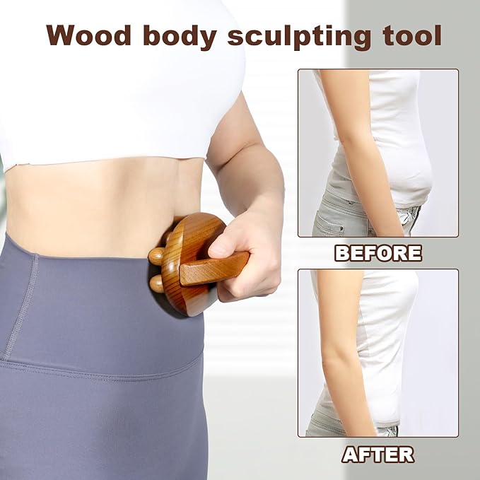 Wood Therapy Fascia Release Massage Tools, Manual Trigger Point Lymphatic Drainage Cellulite Massager, Wooden Massage Brush Gua Sha Body Sculpting Tool, Pain Relief and Body Shaping