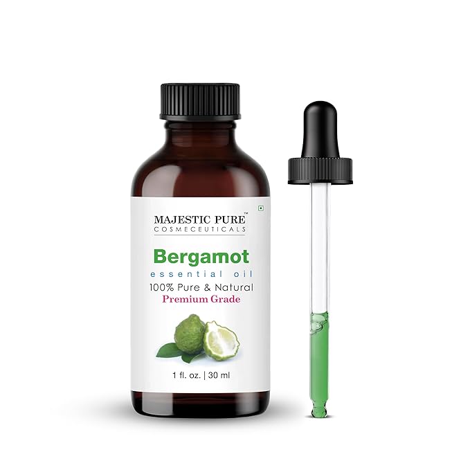 Majestic Pure Bergamot Essential Oil with Glass Dropper - 1 Fl Oz - 100% Pure and Natural Bergamot Oil - Premium Grade Essential Oils for Diffuser, Aromatherapy, Soap and Candle Making