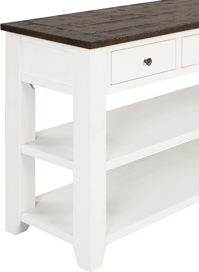 Solid Wood Console Table,Sofa Table with Storage Drawers and Bottom Shelf,Entryway Table for Entry Hallway Foyer Sofa Couch Table,Fully Assembled (48.8" Antique White)