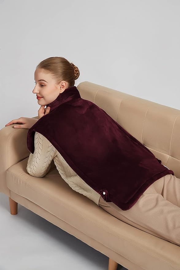 Ruqiji 26" x 35" Neck&Shoulder&Back Heating Pad with Fast-Heating Technology&12 Temperature Settings, Pain Relief for Back/Neck/Shoulders/Menstrual Pain, Christmas Gifts for Women Men Mom Dad(Red)