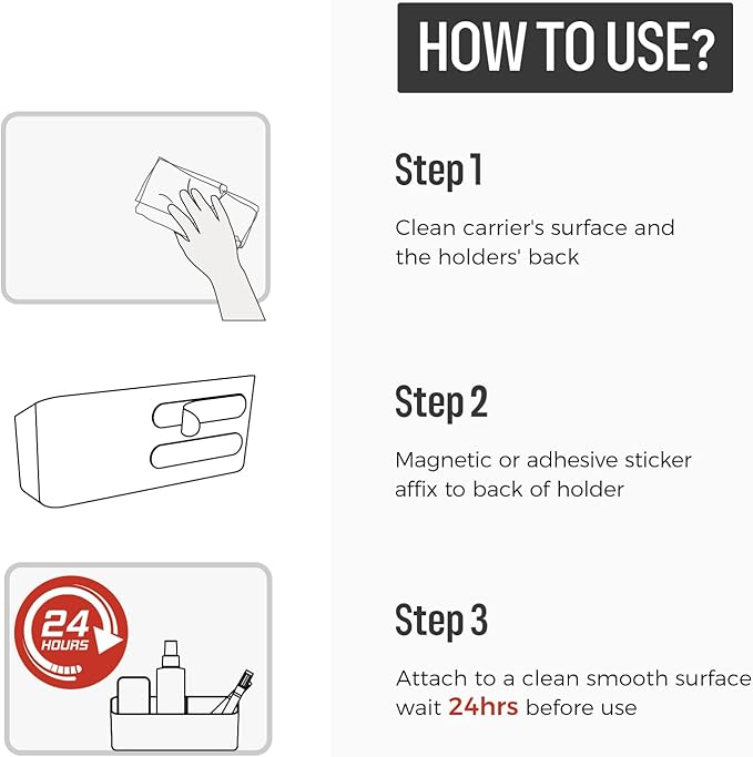 loukin Magnetic and Adhesive Marker Holder, Dry Erase Accessory Tray, Magnetic Storage Organizer for Whiteboard, Glass or Refrigerators (Purple)