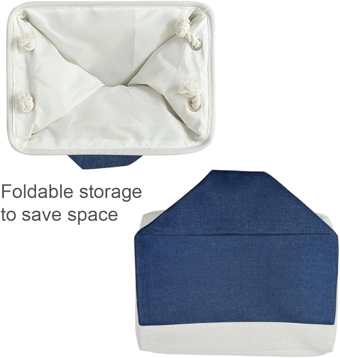 TcaFmac Organization and Storage Basket for Gifts Empty - 16x12x12 inch Large 2 Pack Collapsible Storage Bins for Shelves, Fabric Storage Cubes for Organizing Cloth Toy Kids (White & Jean Blue)