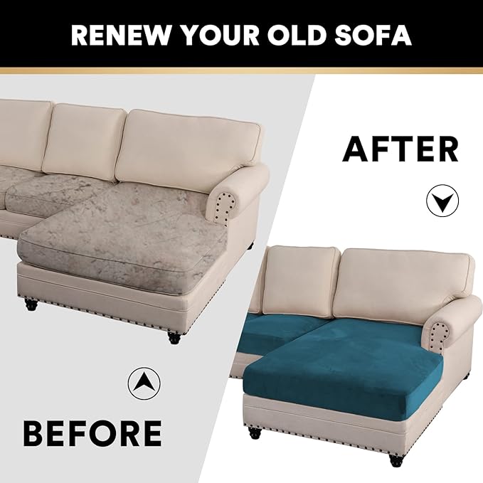 PrinceDeco Sectional Couch Covers 3 Pieces Velvet Sofa Covers L Shape Soft Couch Covers for Sectional Sofa Corner Sofa Cover Couch Cover for Dogs Washable (2 Seater + 1 Chaise,Deep Teal)