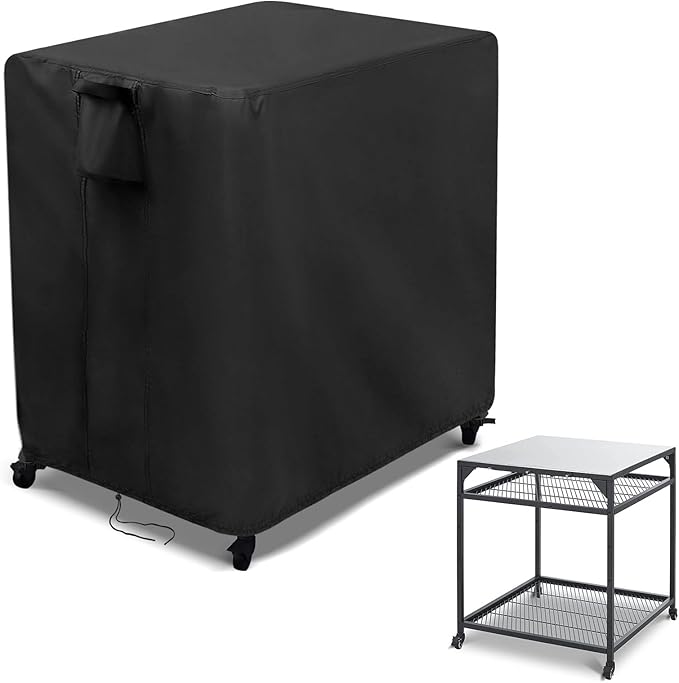 Kingling Outdoor Pizza Oven Table Cover for Ooni Large Table, Waterproof Outdoor Grill Prep Table Cover Pizza Oven Stand Cover - 36''L x 32''W x 31''H(Black)