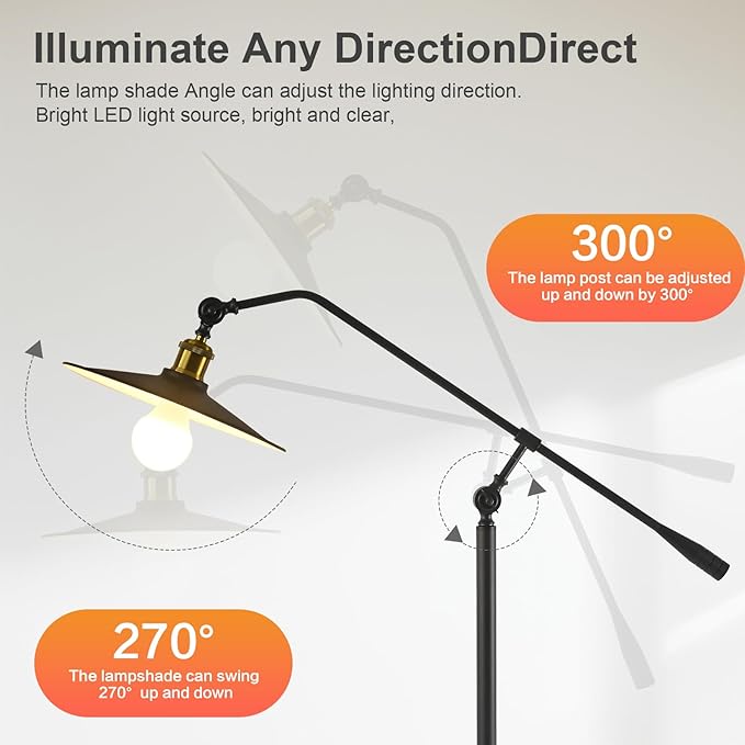 Bright Smart Floor Lamp with Remote Control and Bluetooth Dimming,Living Room Couch Corner Bedroom Office Library Study Reading Standing Lights, Adjustable Black Rustic Vintage Industrial Home Decor