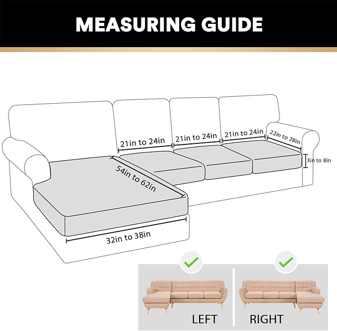PrinceDeco Sectional Couch Covers 4 Pieces Velvet Separate Couch Cushion Covers L Shape for Left/Right Chaise Sectional Couch with Elastic Bottom (3 Seater + 1 Chaise,Grey)