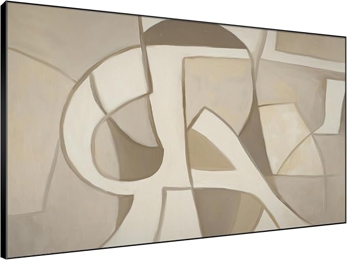 SIGNWIN 46"x72" Extra Large Framed Wall Art Neutral Abstract Geometric in Mid-Century Style, Retro-Inspired Design for Home Living Room Bedroom Decor (Frame Assembly Required)