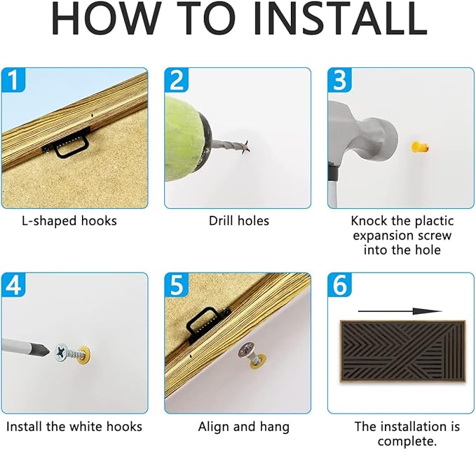 IARTTOP Large Black Framed Wood Wall Art for Living Room Abstract Modern Wooden Wall Decor Neutral Geometric Wall Sculpture Bedroom Office 20x40 Inch