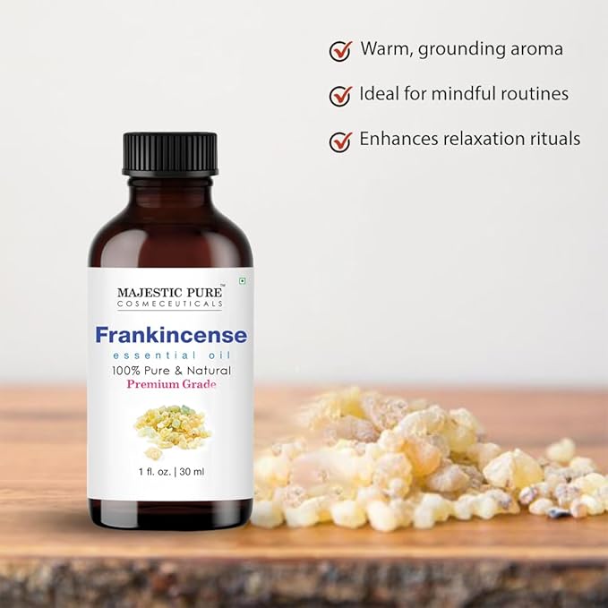 Majestic Pure Frankincense Essential Oil with Glass Dropper - 1 Fl Oz - 100% Pure and Natural Frankincense Oil - Premium Grade Essential Oils for Diffuser, Aromatherapy, Soap and Candle Making