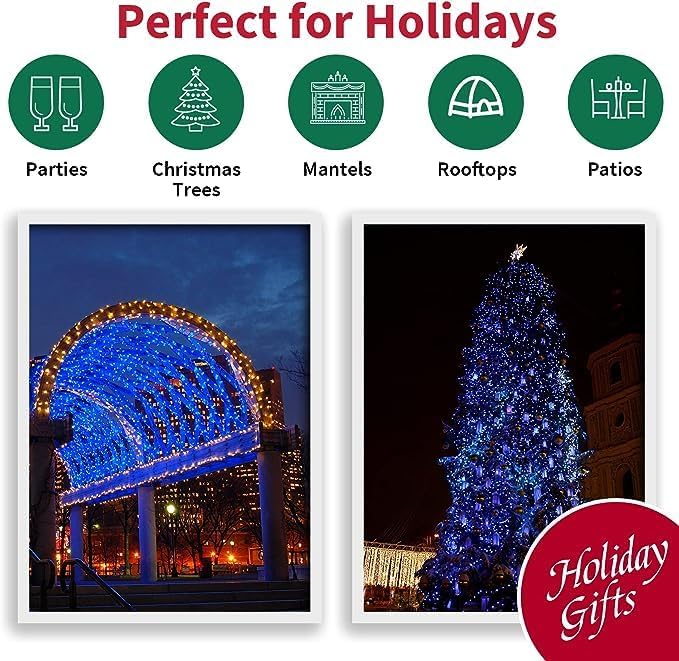 60 Count Blue - String Lights - LED Christmas Lights, Mini led Lights for Indoor Outdoor Home Holiday Party Wedding Independence Day Decoration