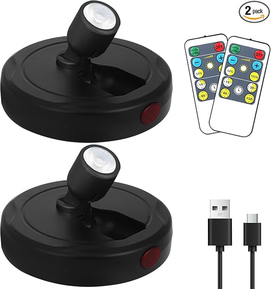 Cordless Spotlight Battery Powered, Indoor Plant Spot Light, Rechargeable Picture Lights with Remote, LED Accent Lighting, Dimmable Display Uplight for Tree Dartboard Decor Painting Art Photo