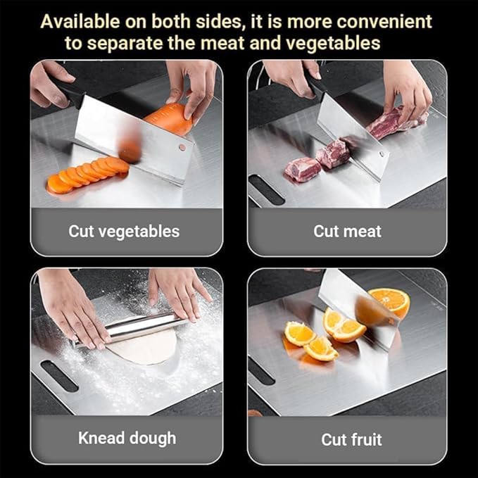 Titanium Cutting Board,100% Pure Titanium Cutting Boards for Kitchen, 2025 Double Sided Food-Grade Chopping Board for Cutting Meat Vegetable Fruit (12"L x 9"W)