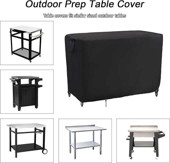 Kingling Outdoor Prep Table Cover for Cart Table, 52 inch Stainless Steel Metal Table Covers Waterproof Protection for Patio Prep Grill Tables - 52''L x 24''W x 35''H