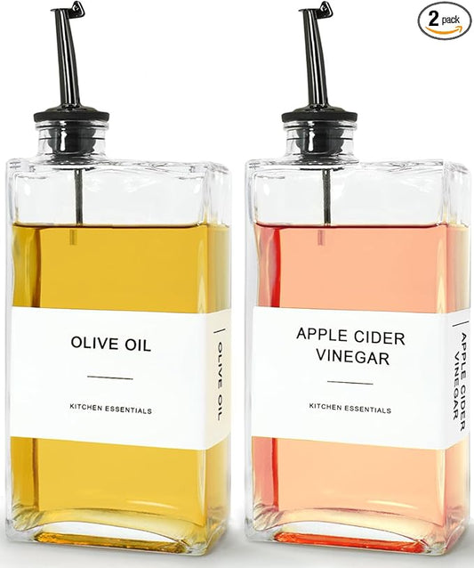 Olive Oil Dispenser for Kitchen, Cooking Oil Container 16.9 oz, Olive Oil Bottles, Soy Sauce Dispenser, Coffee Syrup Bottles (16.9oz, Set of 2)