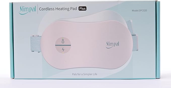 Slimpal Heating Pad for Period Cramps, Portable Cordless Electric Heating Pad for Menstrual Pain Relief Heat Belt, Rechargeable Wearable Heat Pad Gifts for Her Women Girl Wife Girlfriend, Pink
