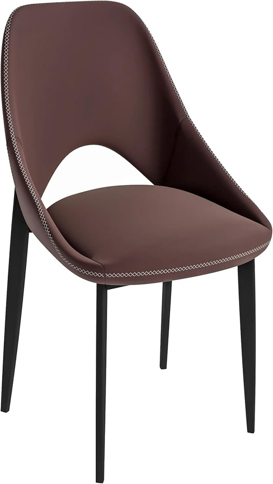 LeisureMod Amalfi Upholstered Fabric Dining Chair – Modern Side Chair with Iron Legs, Mid-Century Accent Chair for Dining Room or Kitchen