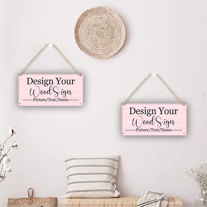 Personalized Rustic Wooden Sign, Custom Plaque Wall Hanging, Art Wood Board Sign for House, Customized Name Sign, Gifts for Family Members Teachers Friends 11.8x5.9 inch