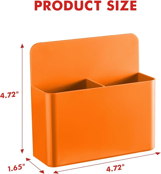 BEYGORM 2 Pack Plastics Magnetic Pen Holder for Refrigerator, Dry Erase Marker Holder for Whiteboard,Magnet School Locker Organizer Accessories, Pencil Cup, Pen Caddy, Classroom Organization(Orange)