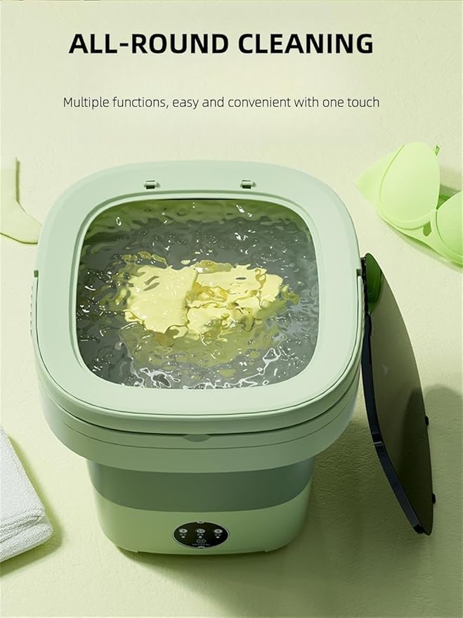 Portable Washing Machine, Mini Washer,16L Upgraded Large Capacity Foldable Washer.Deep Cleaning of Underwear, Baby Clothes and Other Small Clothes.Suitable for Apartments, Dormitories, Hotels.(Green)