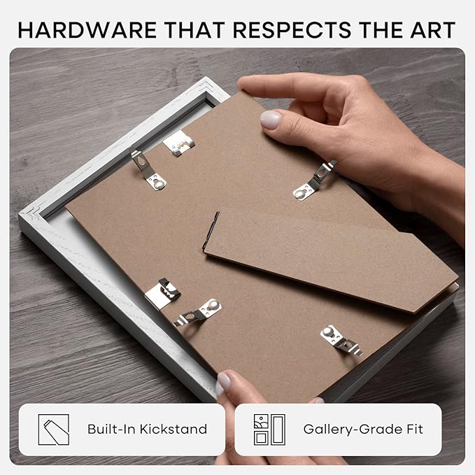 Homeforia 6x8 Picture Frame White, High End Oak 8x6 Wooden Frames with Mat 7x5 Print, 6 x 8 White Wood Frame Matted to 5 x 7 inch Photo, 6by8 Wall or Tabletop Frame, Tempered Glass, Wall Kit, Set of 1