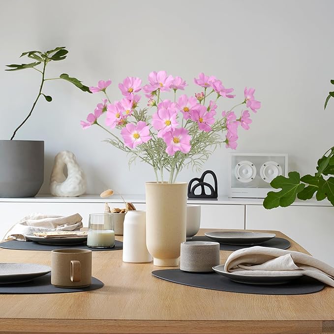 IPOPU Light Purple Cosmos Artificial Flowres 5PCS Fake Wildflowers 24.5" Lilac Flowers Artificial Daisies Silk Flowers with Stems for Baby Shower Centerpieces Home Table Decor (Light Purple)