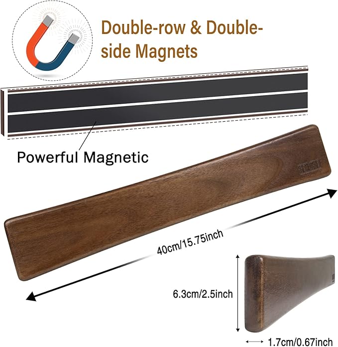 Magnetic Knife Strips, Magnetic Knife Holder for Wall 16 Inch, Acacia Wood Knife Magnetic Strip Use as Knife Bar, Knife Holder for Kitchen Utensil Organizer