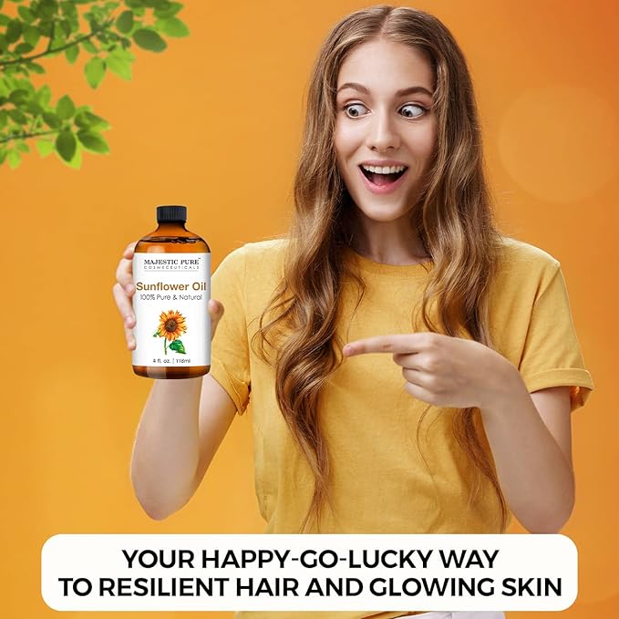 Majestic Pure Sunflower Essential Oil with Glass Dropper - Huge 4 Fl Oz - 100% Pure and Natural Black Pepper Oil - Premium Grade Essential Oils for Diffuser, Aromatherapy, Soap and Candle Making