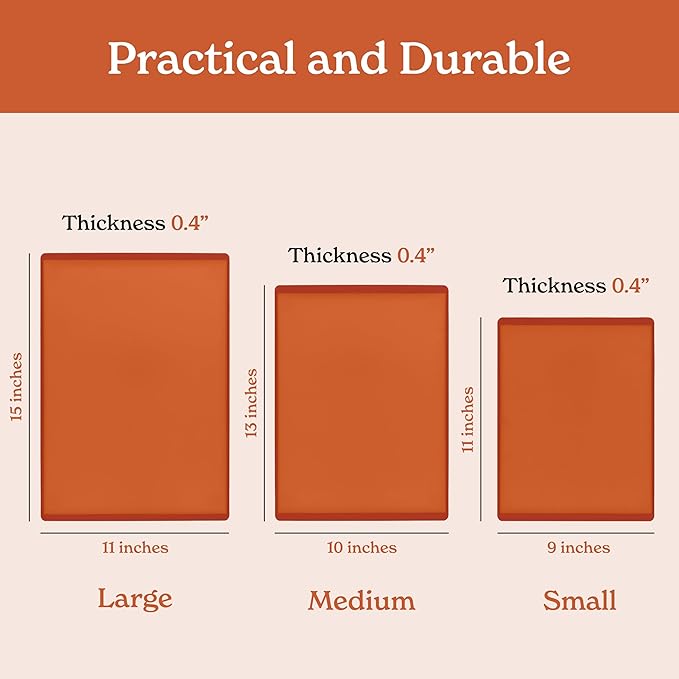 SMIRLY Plastic Cutting Board Set 3 Pieces, Non-Slip Dishwasher Safe Chopping Boards for Kitchen, Orange