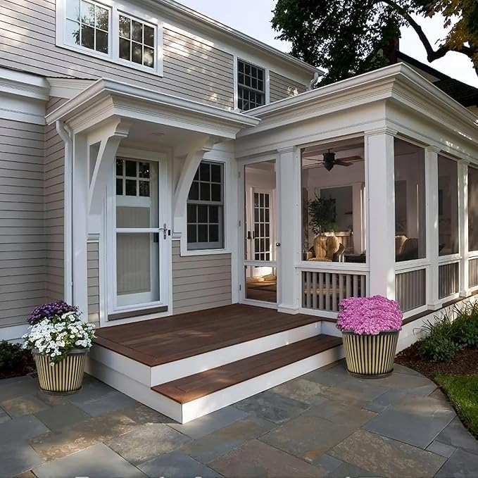 16 inch Large Planter Indoor Outdoor Plant Pots, 4 Pack Plastic Flower Pots with Saucer And Drainage Holes, Modern Garden Planters For Planting Medium Large Plants, Decorative Resin Garden Pots