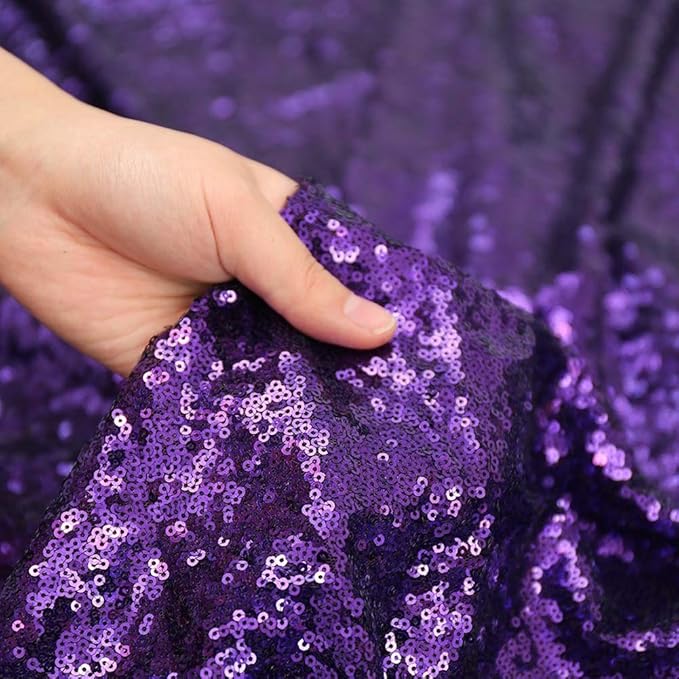 SquarePie Sequin Tablecloth 90 x 156 Inch Purple Sparkly Table Cloth for Wedding Halloween Party