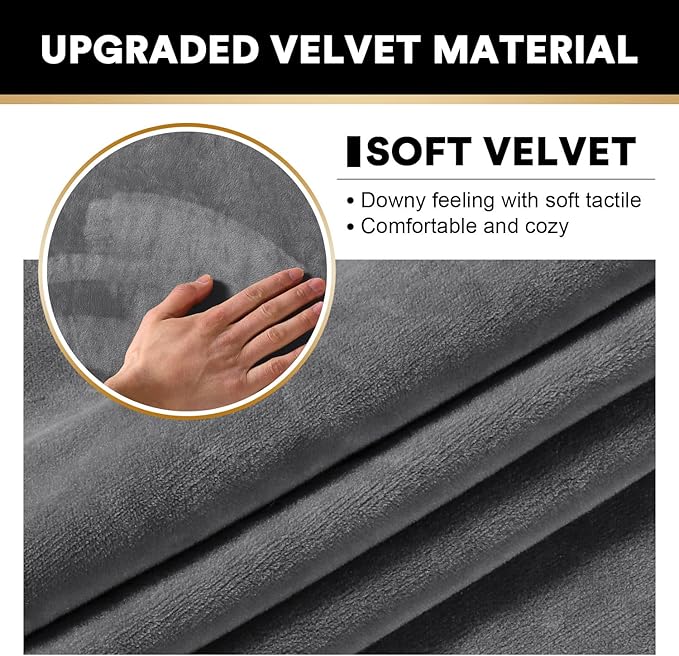 PrinceDeco Sectional Couch Covers 4 Pieces Velvet Separate Couch Cushion Covers L Shape for Left/Right Chaise Sectional Couch with Elastic Bottom (3 Seater + 1 Chaise,Grey)