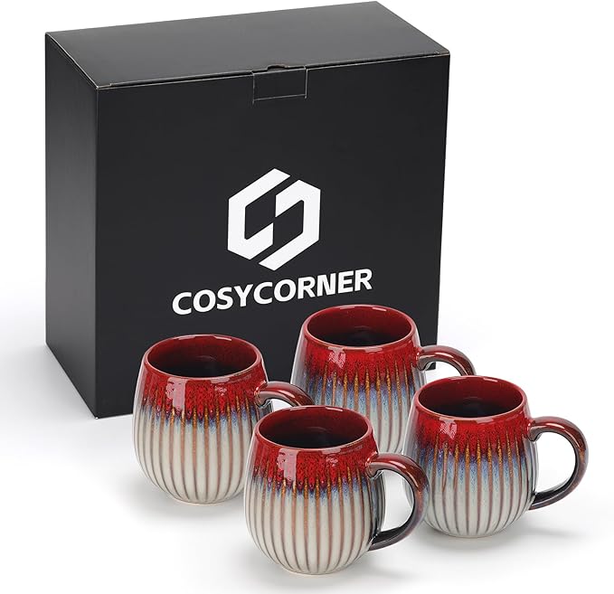 CosyCorner Ceramic Coffee Mugs Set, 17 oz Large Coffee Cups for Home and Office, Ceramic Cup for Coffee & Tea(A×4 pcs)