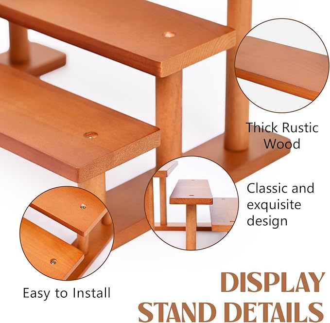 3 Tier Wooden Display Riser Stand Perfume Organizer, Dessert Table Display Set, Solid Wood Food Display Stands for Party, Bamboo Rustic Solid Wood Shelf for Cupcakes, Perfume, Cologne, Spiece