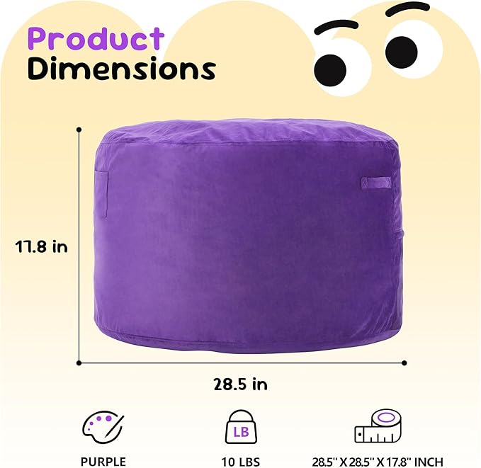 Hobestluk Bean Bag Chairs 2.5FT Bean Bag Chair with Memory Foam Filled & Machine Washable Cover,Beanbag Chair, Small Bean Bag Chairs for Playroom, Living Room, Bedroom