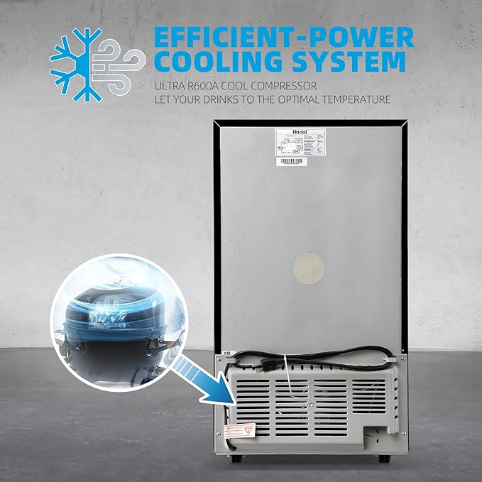 WANAI Mini Fridge Cooler 125Cans Beverage Refrigerator Glass Door Beverage Cooler for Beers Wine Juicer Adjustable Shelves LED Lights for Home, Office or Bar