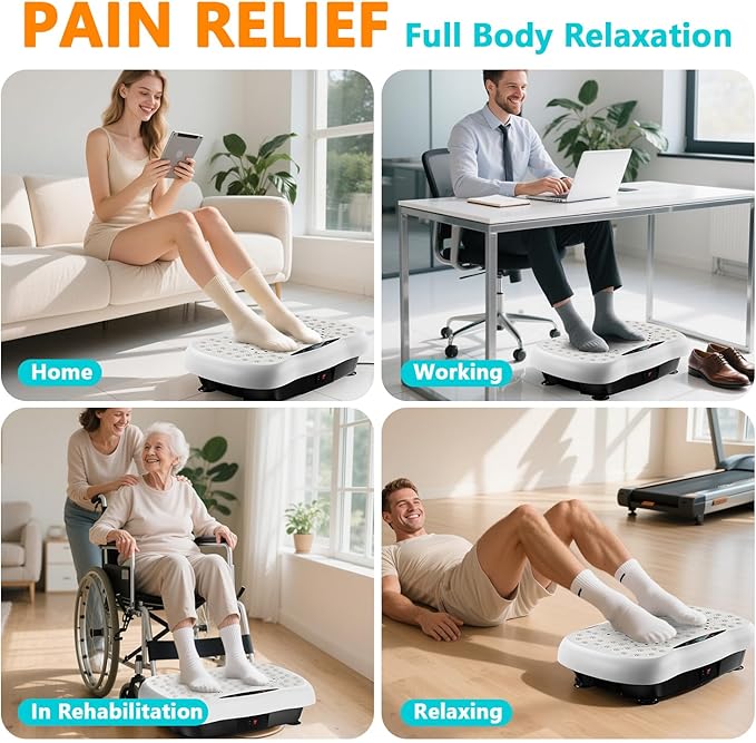 Vibration Plate Exercise Machine, Vibrating Equipment for Weight Loss and Lymphatic Drainage Massager, 3D Waver Exerciser for Fitness, Full Body Workout Shake Board with 120 speeds