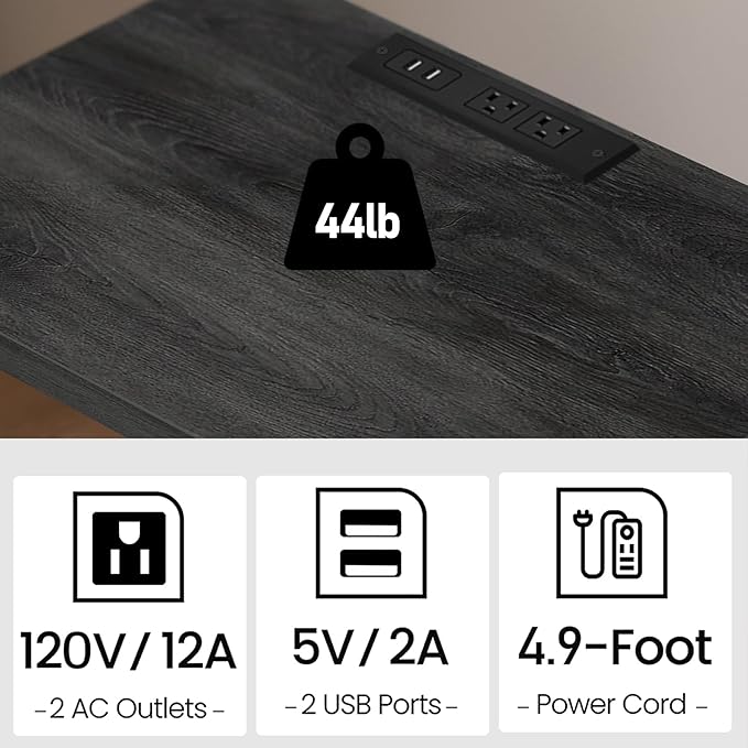 TUTOTAK End Table with Charging Station, Set of 2, Small Side Table, Nightstand Bedside Table, 2-Tier Storage Shelf for Small Space, Living Room, Bedroom Charcoal Grey TB01BY041