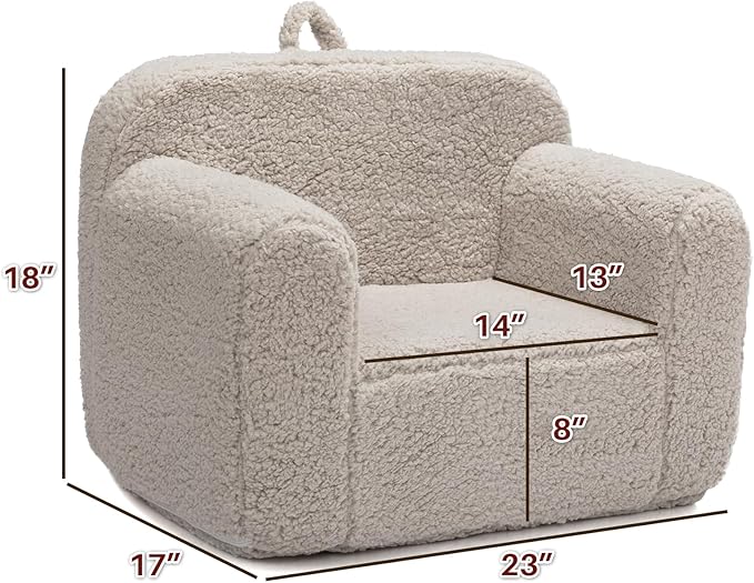 ALIMORDEN Kids Ultra-Soft Snuggle Foam Filled Chair, Toddler Cuddly Sherpa Reading Couch for Boys and Girls, Light Grey
