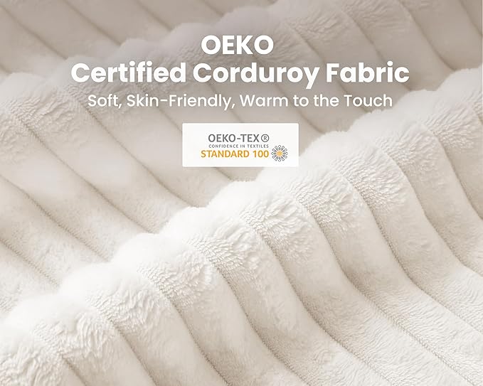 Oversized Modular Sofa, Extra Deep Cloud Corduroy Sectional Couch with Ottoman Chaise, Fluffy Chenille Corner V Shape Sofa for Living Room, Villa (Corner V Shape+Ottoman, Corduroy White)