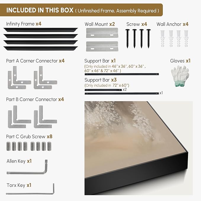 SIGNWIN 60"x72" Extra Large Framed Wall Art Misty Forest in Sepia Tones, Watercolor Woodland Landscape for Home Living Room Bedroom Decor (Frame Assembly Required)