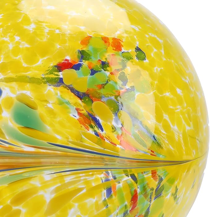 10 Inch Gazing Ball Glass Reflective Garden Globe Outdoor Gazing Globe Yard Ornament for Garden Yard Home Outdoor Decoration Yellow(NOT Solar