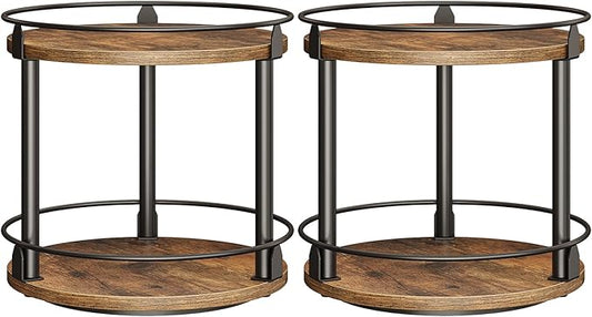 Spice Rack, Set of 2 Lazy Susan Organizer, 2-Tier Turntable Organizer, Rotating Spice Rack Organizer For Cabinet, Compact and Versatile, for Kitchen Countertop, Rustic Brown SR22L2BR