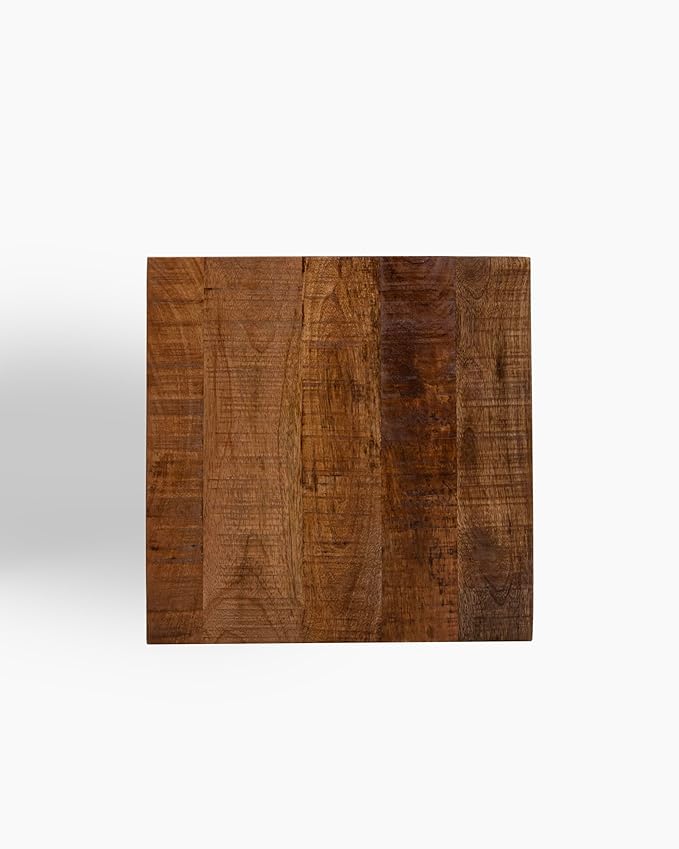 Modern Hand Made One-of-a-Kind Carved Mango Wood End Table, Farmhouse Side Table,Farmhouse End Table,Living Room,Bedroom, Accent Table, Contemporary Architectural Designed Natural