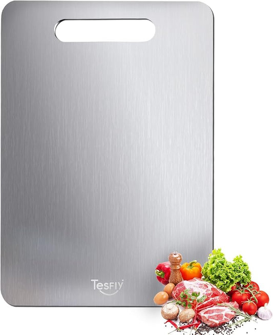 New Titanium Cutting Board - 100% Pure Titanium Cutting Boards For Kitchen,Easy to clean, Double-sided food-grade Cutting Board For Cutting Meats, Fruits And Vegetables(18 * 12)