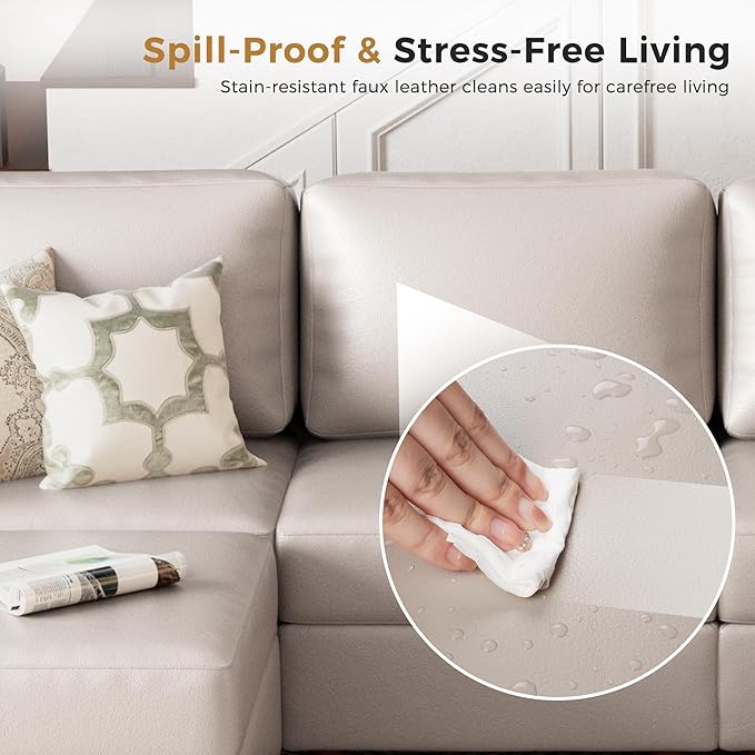 Faux Leather Oversized Accent Chair with Storage Deep Seat Single Sofa Large Reading Armchair for Living Room Bedroom Office Whitesand