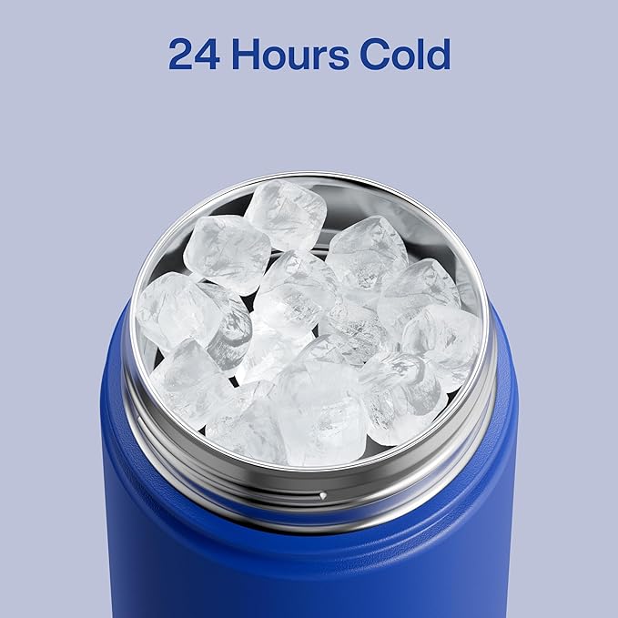 Insulated Water Bottle with Straw Stainless Steel Water Bottle, Leak-Proof, BPA-Free, Double Wall Vacuum Keeps Cold for 24 Hours for Sports, Travel, School (26 oz, Royal Blue)