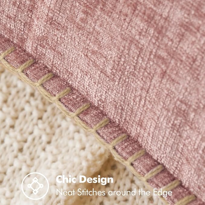 MIULEE Pack of 2 Couch Throw Pillow Covers 20x20 Inch Blush Pink Farmhouse Decorative Pillow Covers with Stitched Edge Soft Chenille Solid Dyed Spring Pillow Covers for Sofa Bed Living Room
