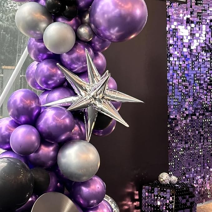 130pcs Metallic Purple Balloons Different Sizes 18" 12" 10" 5" Chrome Purple Latex Balloon Garland Arch Kit for Birthday Baby Shower Graduation Wedding Gender Reveal Party Decorations