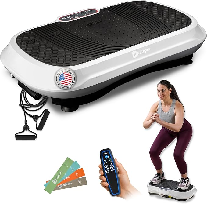 Lifepro Waver Vibration Plate Exercise Machine – High-Intensity Vibration for Muscle Activation, Full-Body Workout Vibrating Platform with Loop Bands, Fitness Equipment for Strength Toning & Fat Loss