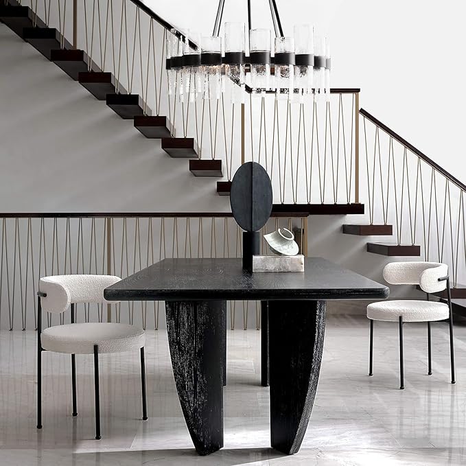 Round Black Glass Wagon Wheel Chandelier, Chandelier with Water Ripple Textured Recycled Clear Glass Piece, Modern Industrial Pendant Light with Metal Frame, Lighting Fixture for Living Room, Foyer